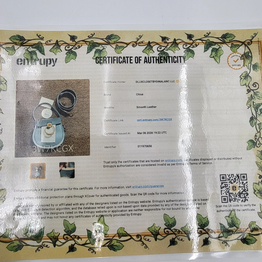 CHLOE Calfskin Small Tess Bag in Faded Blue, Authentic w/ COA. - Picture 14 of 16